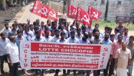 Photo: Workers urge the administration to stop attacks on union members. Image credit: CITU, Tamil Nadu.