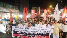 Huge protest rally at Jalpaiguri town protesting against the arrest of CITU leader ziaul Alam and othé leadérs for resisting attack on partyoffice       photo by prabir dasgupta