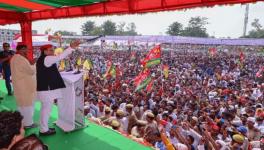 SP President Akhilesh Yadav addresses an election campaign rally in support of party candidate Sudhakar Singh ahead of Ghosi by-election,(PTI)