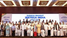Mumbai: Opposition's Indian National Developmental Inclusive Alliance (INDIA) leaders pose for a group photograph ahead of their meeting, in Mumbai, Friday, Sept. 1, 2023. (PTI Photo)(