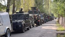 Security personnel cordon off the area after 3 Army men were killed in a gunfight with terrorists at Kokernag area, in Anantnag district, Thursday, Sept. 14, 2023.