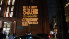 Activists project images in Manhattan, New York City