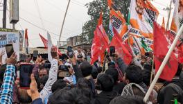 Left and congress workers jointly welcome Rahul Gandhi to Murshidabad district