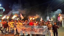 V Vaseef, the state president of the DYFI leading the Night March in Malappuram