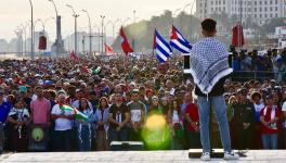 Palestinian students participated in the mobilization in Havana, Cuba