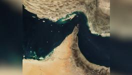 Satellite image of the Strait of Hormuz.