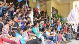 A protest gathering organised at Pondicherry University