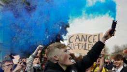 Chelsea FC fans protest against the Super League