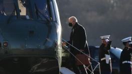 US President Joe Biden boards Marine One as he returns to White House after spending weekend in Delaware, Dec. 20, 2021