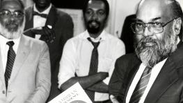 Circa 1986: Archie Singham with Namibian Independence. (Photographs supplied)