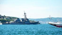 A US Navy destroyer crosses the Bosphorus to enter the Black Sea, as tensions simmer around Ukraine. (File photo) 