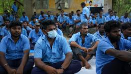 Metro-water workers on an indefinite strike. Image courtesy: Comrade Talkies