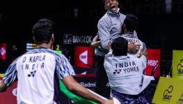 HS Prannoy and Indian badminton team at Thomas Cup