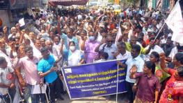 The differently abled demand their rights to work and wages under the MGNREGA in Chennai. Image courtesy: Muralidharan Vishwanath.