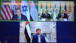 Foreign Ministers of India, Israel, UAE, US (clockwise) held a videoconference in October 2021 to launch a ‘Quad’ for West Asia