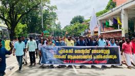 A massive demonstration organised by DYFI Thiruvananthapuram District Committee
