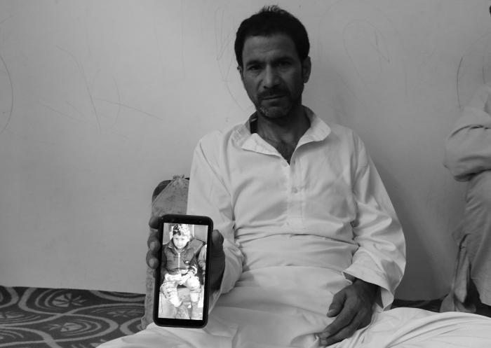 (Days after his four-year-old son was killed during a militant attack, Mohammed Yaseen Bhat displays his son Nihaanâs picture at his Kulgam residence in South Kashmir on June 28, 2020) Picture: Kamran Yousuf/NewsClick