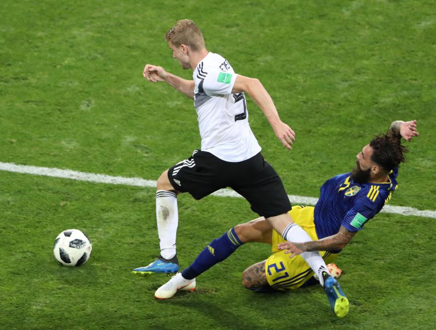 Sweden's Jimmy Durmaz and Timo Werner of Germany at FIFA World Cup.