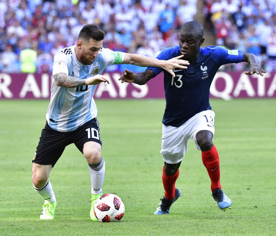 N'Golo Kante and Lionel Messi at FIFA World Cup.