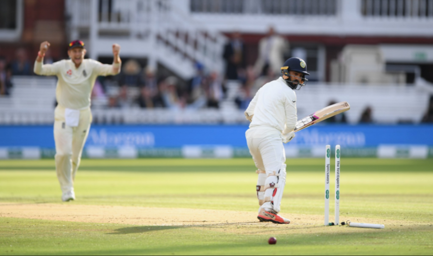 Dinesh Karthik of Indian cricket team gets bowled at Lord's