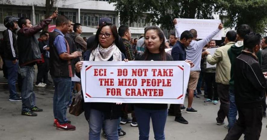 Protest against CEO and ECI in Mizoram