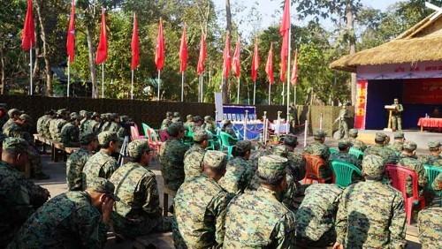 UNLF cadres attending the Raising Day function in February 2018. | Image Credit: Imphal Free Press