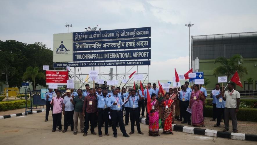Airports Authority of India Employees protest