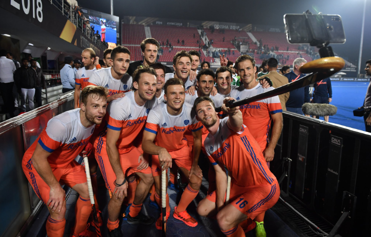 The Netherlands hockey team at the FIH Men's Hockey World Cup in Odisha