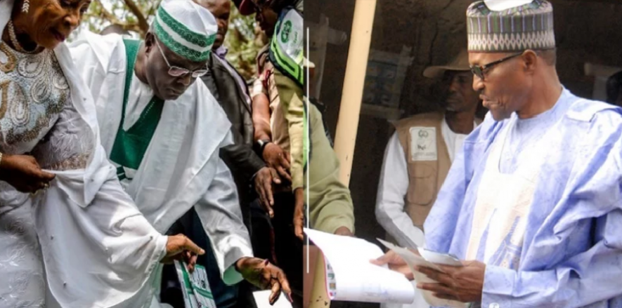 Atiku Abubakar to the left, Muhammadu Buhari to the right