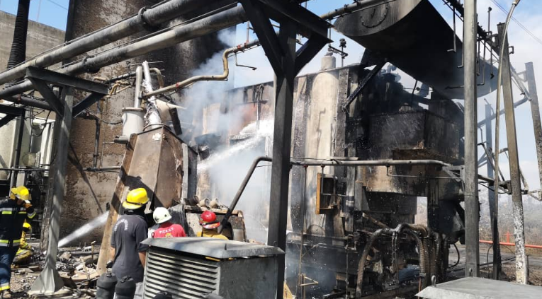 Workers at Guri hydroelectrical plant working to restore the plant after the criminal arson attack