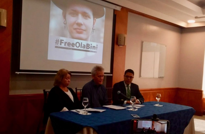 Parents and Lawyer of Ola Bini speak to the press on April 16, 2019 in Quito