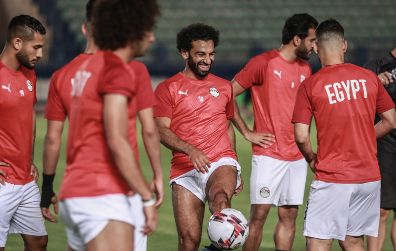 Mo Salah trains with Egypt football team teammates ahead of their Africa Cup of Nations (AFCON 2019) match against Zimbabwe. 