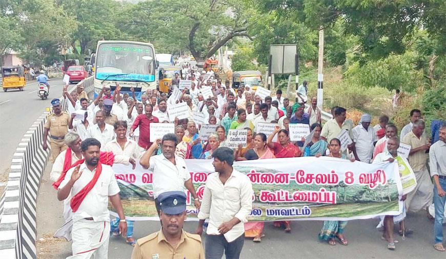 Farmers protest against delay in return of lands acquired for green corridor project