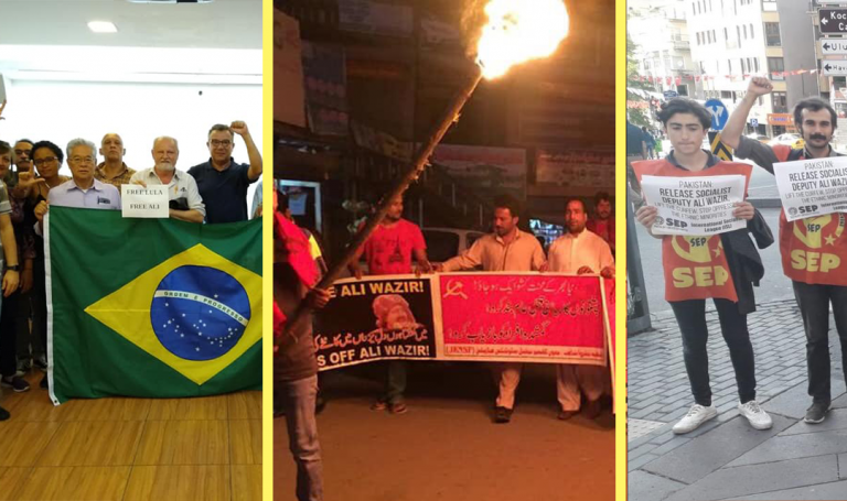 Protests in Brazil, Pakistan and Turkey calling for Ali Wazir's release.