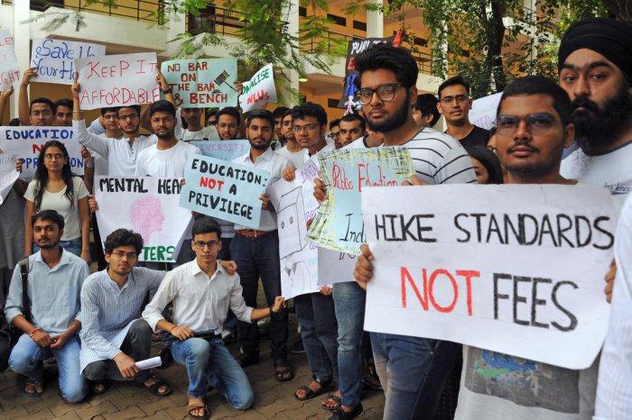 Students Protest Against 25% Fee Hike