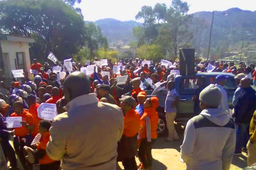 The teachers led by the Swaziland National Teachers Association staged a demonstration and handed over a petition to the government.