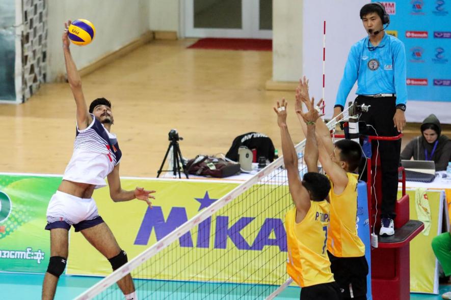 Indian volleyball team at the Men's U-23 Asian Volleyball Championship in Myanmar