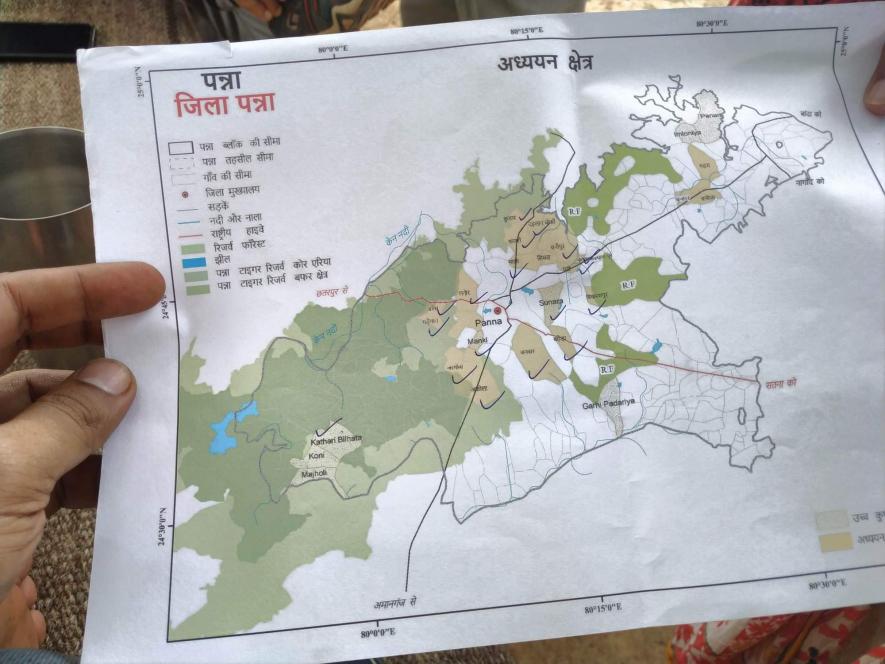 Map of villages inside the Tiger Reserve.