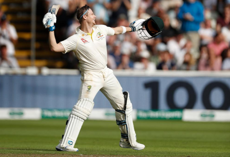 Australia cricket team's Steve Smith celebrates his century against England during the Ashes 2019 Test at Edgbaston