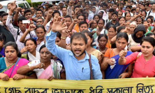 Akhil Gogoi-Led KMSS Stages Protest Against CAB in Assam