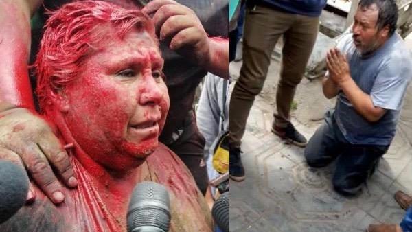 Violent opposition groups kidnapped and humiliated the mayor of Vinto Patricia Arce on the left and forced Feliciano Vegamonte to kneel down and beg for his life