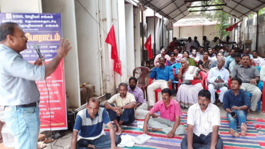 BSNL Employees Go on Hunger Strike