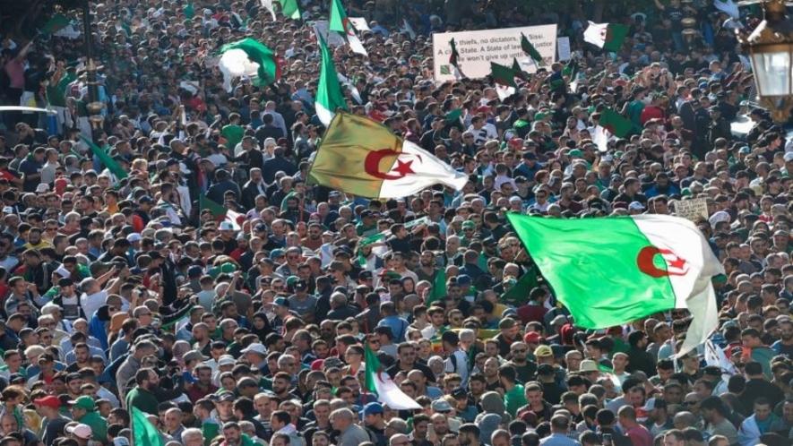 Algerian people protest against president Abdelmadjid Tebboune.