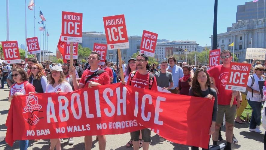 An anti-ICE protest rally in San Francisco