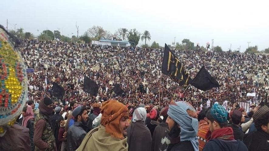 PTM gathering attended by thousands in Bannu city on January 12.