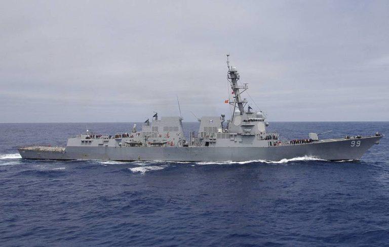 The 500-ft guided-missile destroyer USS Farragut (file photo) was involved in an incident with a Russian navy ship in “northern Arabian Sea” on January 9, 2020.