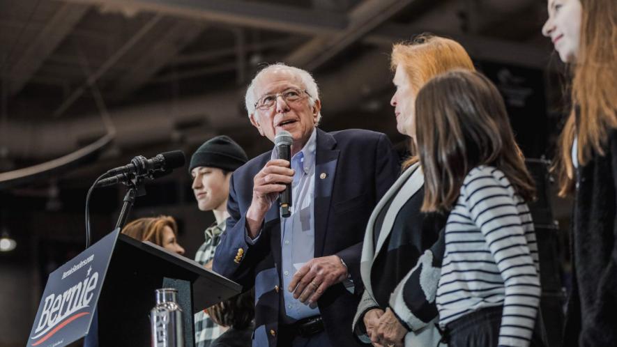 Bernie Sanders speaking to his campaign rally after results show him to be leading in New Hampshire. (Photo: Bernie Sanders/Facebook)