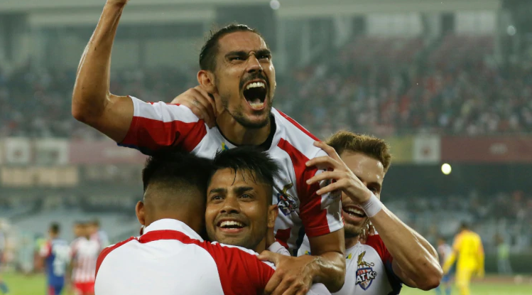 David Williams of ATK celebrates his goal vs Bengaluru FC in the ISL