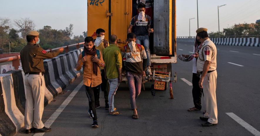 haryana police turns stadium into temporary jail to keep migrant workers off the streets to contain coronavirus spread.