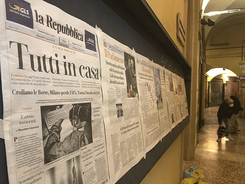 Newspapers during 2020 Italy lockdown